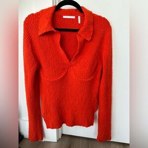 Helmut Lang red corset detail sweater